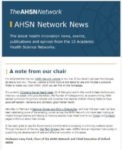Screenshot of the February 2023 edition of AHSN Network News