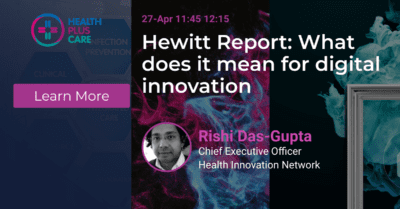 Image of Rishi Das-Gupta Cheif Executive Officer from Health Innovation Network who is doing a session on the Hewitt Report.
